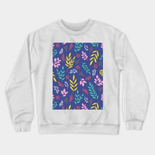 Pretty tiny leaves botanical pattern in blue Crewneck Sweatshirt